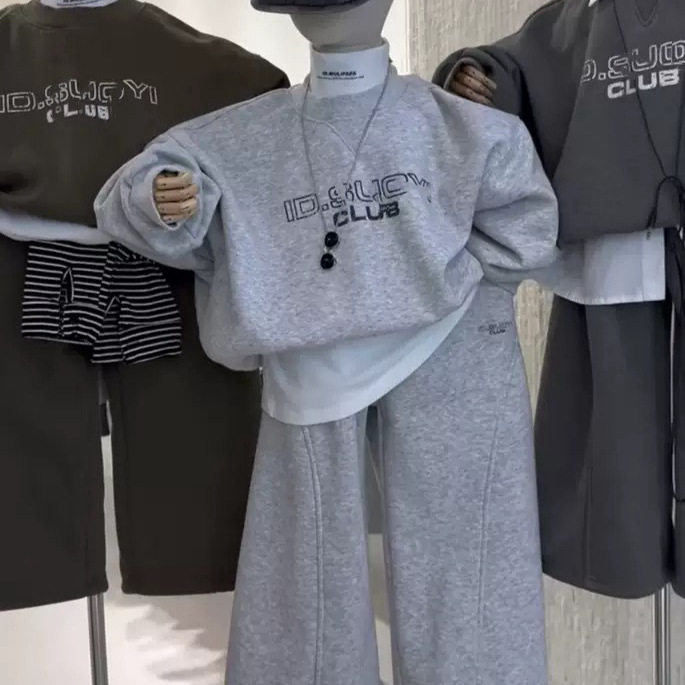 男童冬季新款加厚加绒卫衣套装