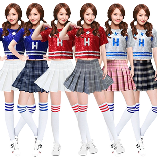 夏季亮片成人现代爵士舞蹈演出服街舞运动会开幕式啦啦队嘻哈套装