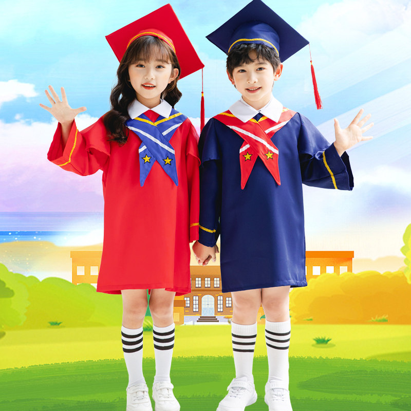 儿童博士服学士服小学毕业照运动会服装毕业礼服拍照衣服博士帽子