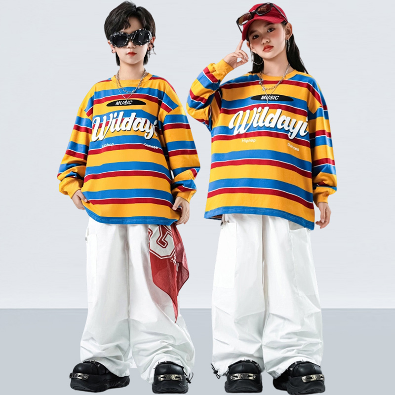 儿童街舞潮服男童嘻哈演出服女童爵士舞蹈服装少儿hiphop走秀潮装