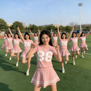 健美操舞蹈表演服 成人短袖 韩版 女团拉拉队演出服大学生啦啦队服装