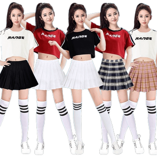 夏季新款啦啦队服装女团成人女团打歌短袖短款演出服舞蹈爵士套装