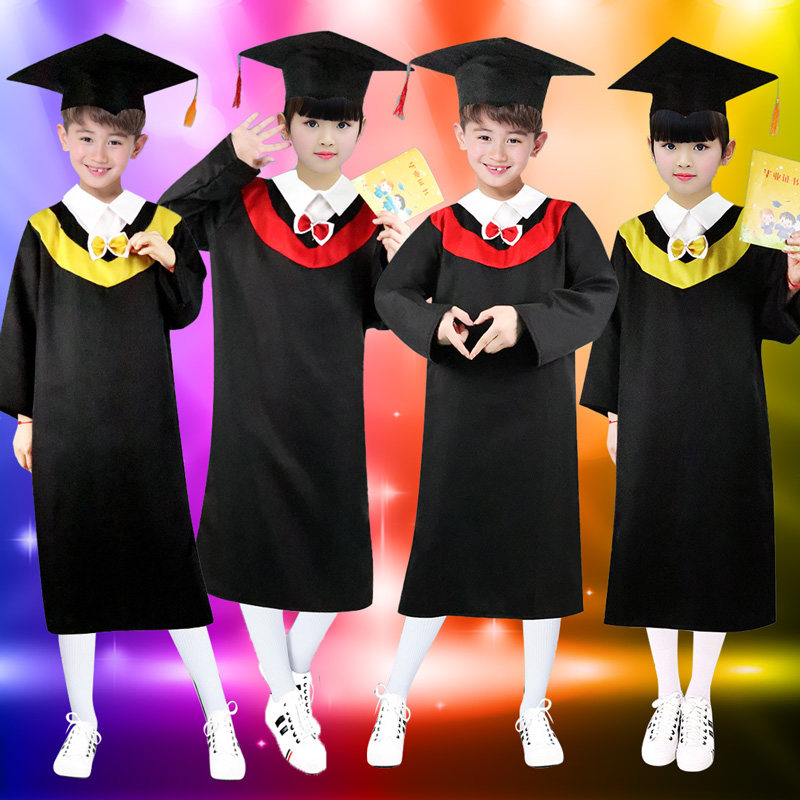 儿童博士服学士服拍照衣服毕业袍博士帽小学毕业照服装运动会礼服