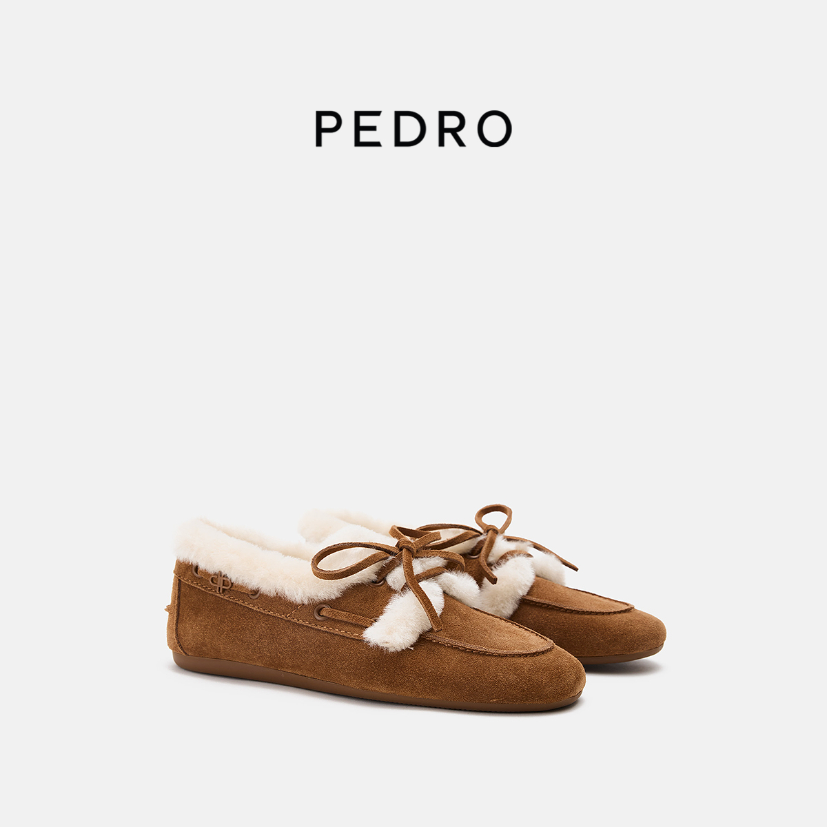 PEDRO乐福鞋25冬季女鞋摩登星系列休闲鞋毛毛鞋PW1-66600017-1