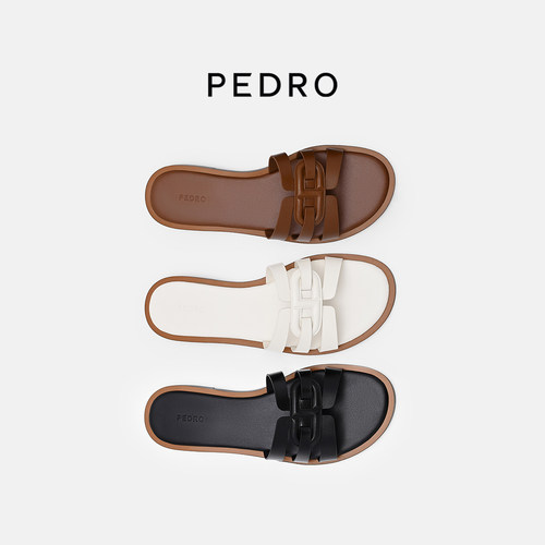 PEDRO圆头平底拖鞋26夏季新款女鞋沙颂系列一字拖鞋PW1-65110103