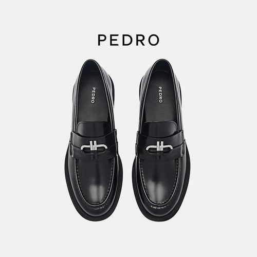 PEDRO学院风牛皮乐福鞋