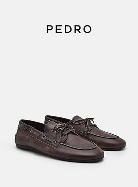 PEDRO牛皮乐福鞋女士蝴蝶结通勤平底鞋舒适单鞋PW1-66600017