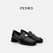 PW1 PEDRO牛皮粗跟鞋 26480095 尼刻系列增高乐福鞋 单鞋 冬季 女鞋