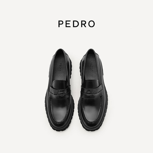 PEDRO牛皮厚底纯色乐福鞋