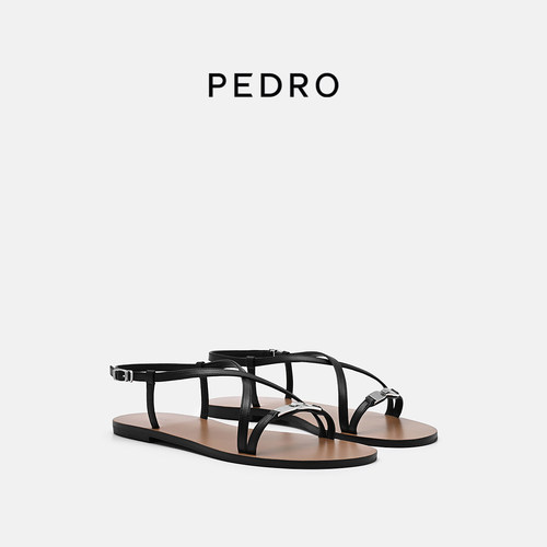 PEDRO平底细带凉鞋26夏季派克系列松弛感金属扣女鞋PW1-65110101