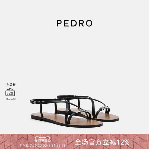 PEDRO平底细带凉鞋26夏季派克系列松弛感金属扣女鞋PW1-65110101