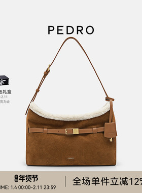 PEDRO牛皮腋下包冬季女包皮带装饰单肩包PW2-75210185