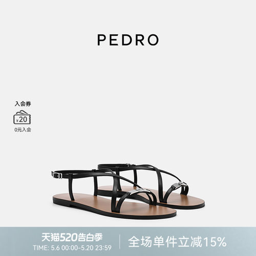 PEDRO平底细带凉鞋26春季派克系列松弛感金属扣女鞋PW1-65110101