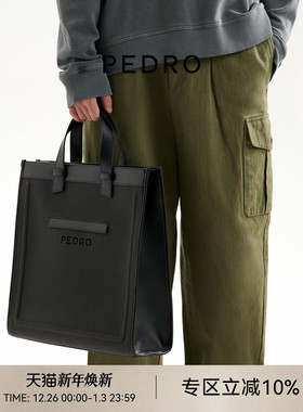 PEDRO大容量托特包男士拼色手提包电脑包单肩包PM2-26320180