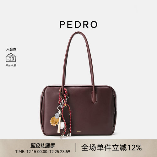 PEDRO牛皮拉链吐司包25冬季女简约通勤旅行保龄球包PW2-66390008