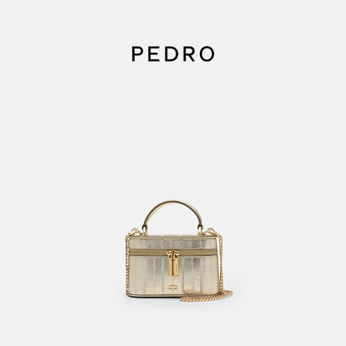 PEDRO牛皮小方盒包26新款鎏金系列迷你盒子包斜挎包PW4-95940017