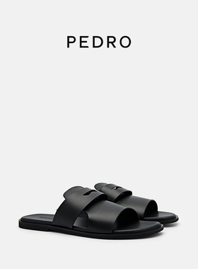 PEDRO休闲平底拖鞋男士圆头纯色外穿凉拖PM1-86380171