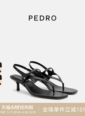 PEDRO夹趾高跟鞋26夏季女士漫姿系列方头小猫跟凉鞋PW1-26220095