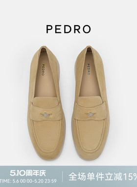 PEDRO羊皮绒面乐福鞋春季老钱风舒适单鞋女PW1-66210002