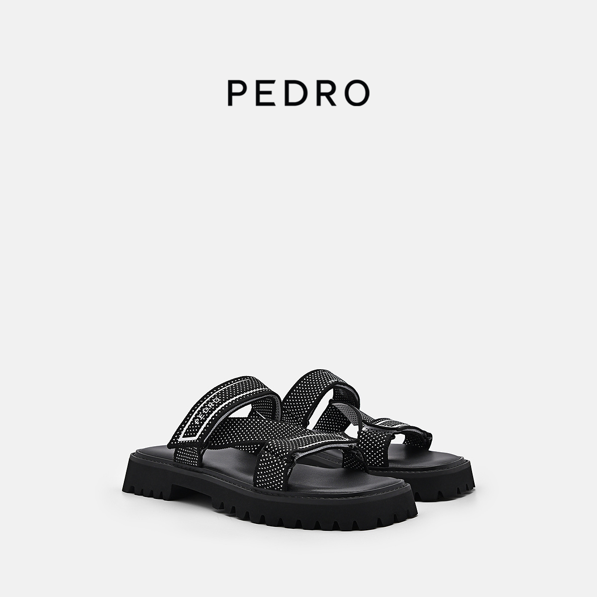 PEDRO一字拖凉鞋厚底宽绊带魔术贴外女鞋PW1-66380029