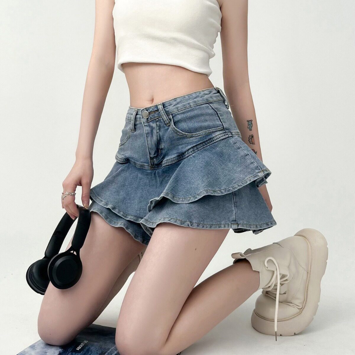 牛仔半身裙女夏季防走光字超短裙