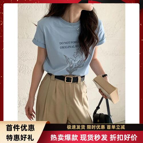 thMorning韩系欧尼复古花朵字母