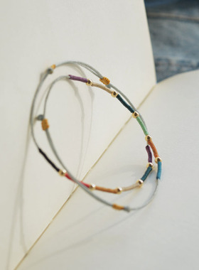 包金情侣手绳幸运颜色定制冷淡风