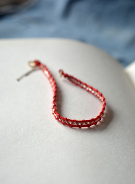 Uone原创红绳纯银链简约个性