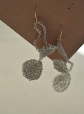 原创银丝线钩编耳环耳饰 美14K包金耳钩简约自然个性小众ins冷淡