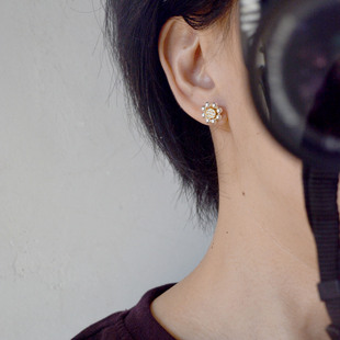 太阳花 999银耳针纯手工纯银耳钉简约百搭通勤纯银耳饰圆形防过敏