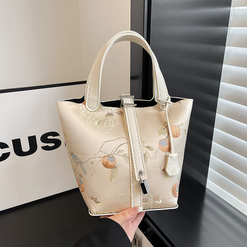 非遗国风宋锦柿柿如意手提水桶包