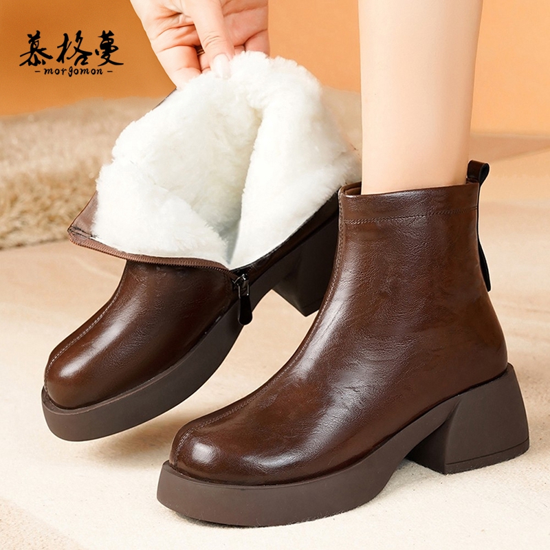 女士雪地靴冬季加绒加厚中筒靴