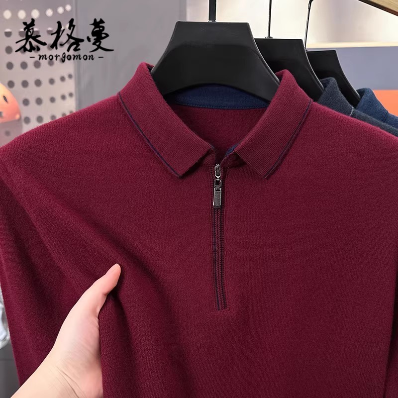 半高领拉链羊毛衫男100%纯羊毛保暖翻领针织中年休闲百搭Polo衫男,男装,针织衫/毛衣,淘宝优惠券,粉丝福利购,淘宝优惠卷