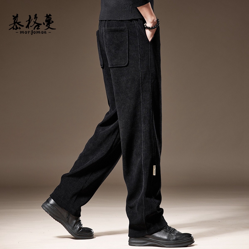 新款高端重磅直筒裤子男秋季加绒