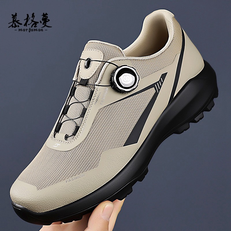 冬季防滑网面透气徒步登山鞋男一脚蹬轻便软底加绒休闲运动鞋男