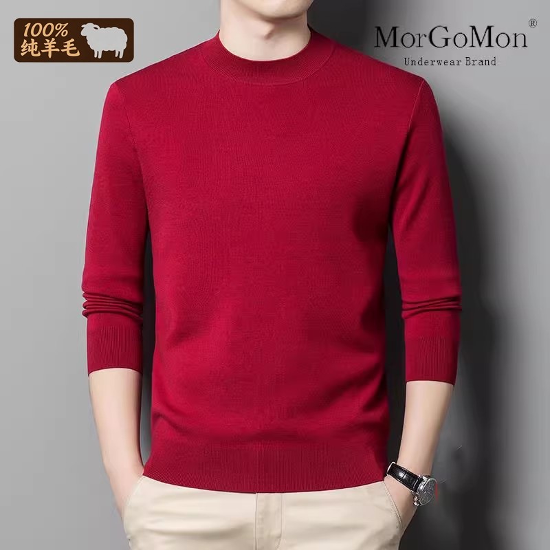 MOROGOMON慕格蔓半高领羊毛衫男精纺冬季针织打底圆领高档毛衣男,男装,针织衫/毛衣,淘宝优惠券,粉丝福利购,淘宝优惠卷