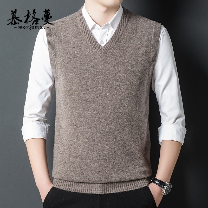 羊毛马甲男新款100%纯羊毛鸡心V领加厚保暖毛衣商务休闲无袖背心,男装,常规马甲,淘宝优惠券,粉丝福利购,淘宝优惠卷
