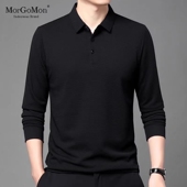 T恤男2026新款 翻领纯色上衣打底衫 男士 长袖 轻奢商务休闲POLO衫 男