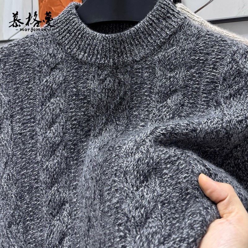高端半高领羊绒衫男士100纯羊绒