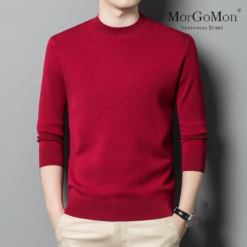 半高领羊毛衫男精纺冬季针织衫男