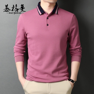 本命年皮红色长袖t恤春秋季新款翻领时尚休闲宽松中年polo衫男士