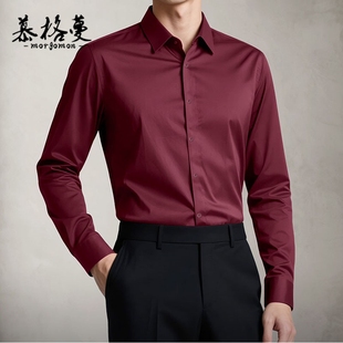 长袖衬衫男秋冬季黑色高级感时尚休闲商务休闲衬衣职业正装寸衫男