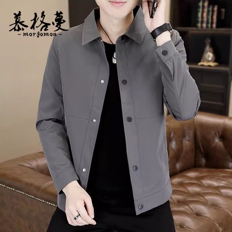 夹克男2026春季新款高级感休闲衬衫领商务修身型时尚百搭外套男士