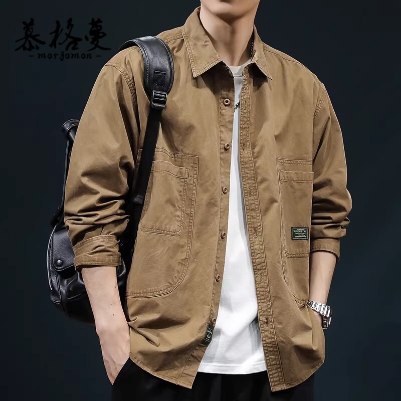 工装夹克男2026春秋季新款美式重磅户外日常时尚衬衫男休闲外套男