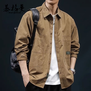 工装夹克男2026春秋季新款美式重磅户外日常时尚衬衫男休闲外套男