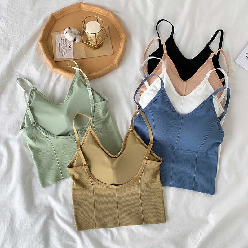 美背内衣吊带背心女夏季内搭外穿文胸一体打底网红爆款带胸垫上衣
