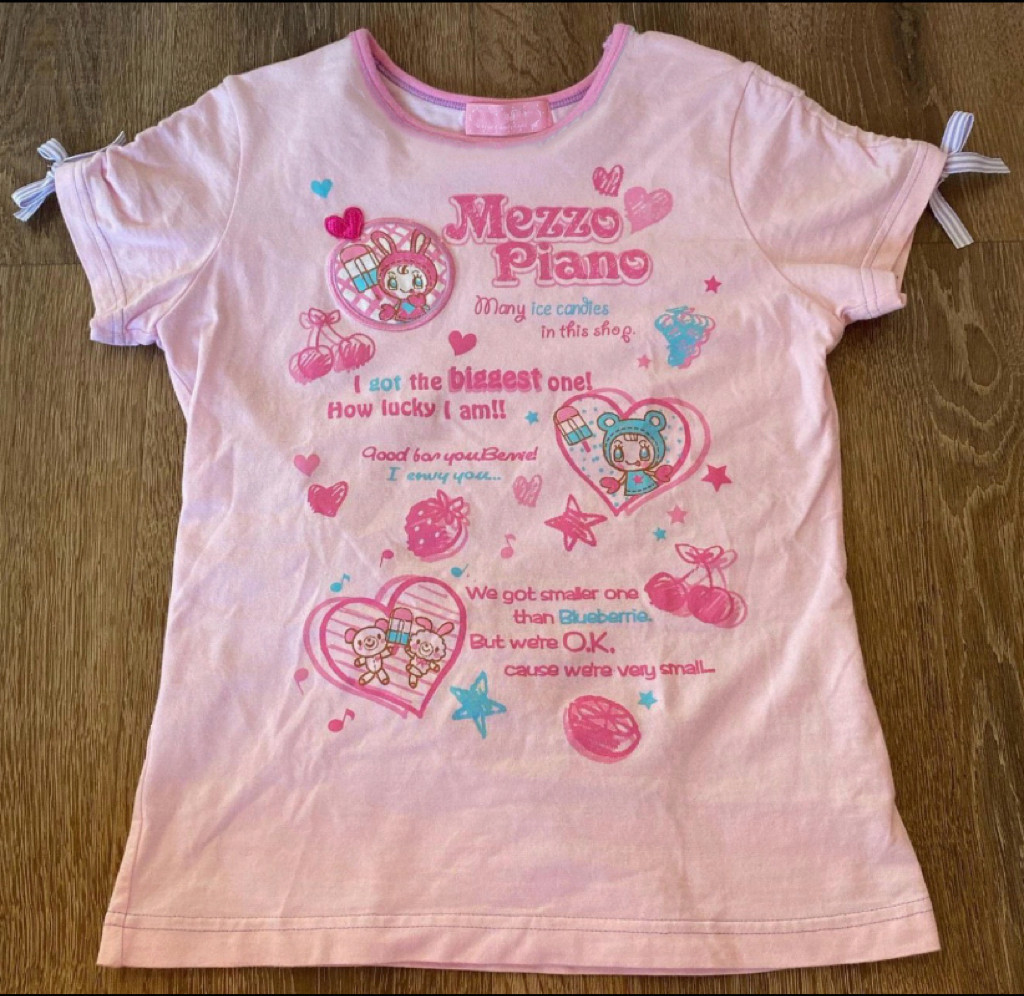 thumbnail for Replica Japanese MP cute childlike girl dress summer sweet soft girl girl short-sleeved T-shirt versatile vintage top