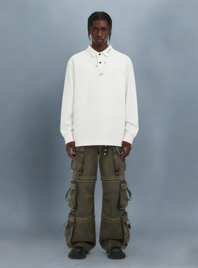 BCFR黑色花卉刺绣 polo衫夏季高级感t恤翻领美式半袖