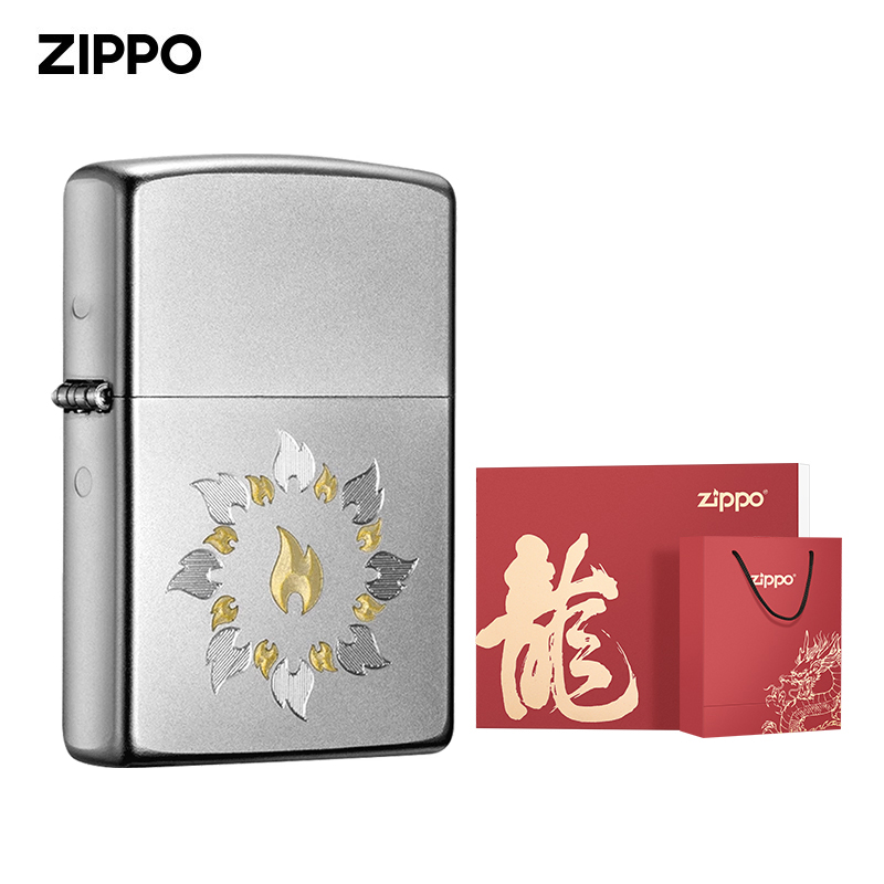 zippo打火机正品金银火焰杯送礼