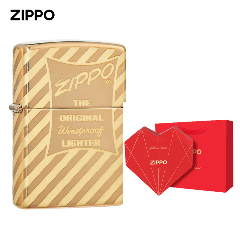 ZIPPO美版进口打火机黄铜斜纹